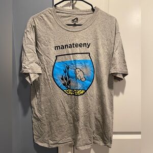 Size Large unisex “Manateeny” gray short sleeve tshirt
